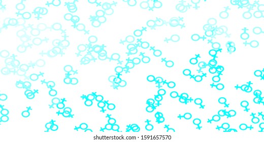 Light Green vector texture with women's rights symbols. Illustration with signs of women's strength and power. Sample for your web designers.