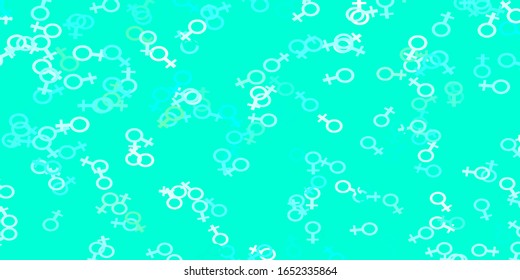 Light Green vector texture with women's rights symbols. Illustration with signs of women's strength and power. Sample for your web designers.