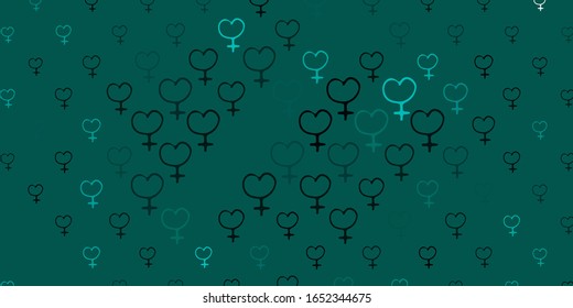 Light Green vector texture with women's rights symbols. Colorful feminism symbols with a gradient in modern style. Best design to show the power of women.