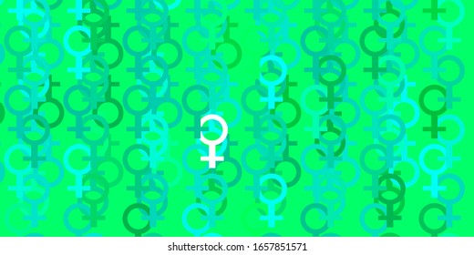 Light Green vector texture with women's rights symbols. Abstract illustration with a depiction of women's power. Simple design for your web site.
