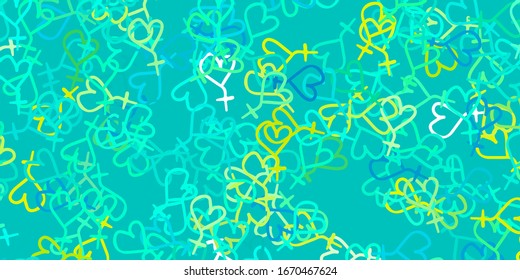 Light Green vector texture with women's rights symbols. Colorful feminism symbols with a gradient in modern style. Background for International Women’s Day.