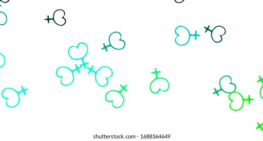Light Green vector texture with women's rights symbols. Colorful illustration with gradient feminism shapes. Design for International Women’s Day.
