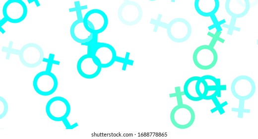 Light Green vector texture with women's rights symbols. Colorful feminism symbols with a gradient in modern style. Simple design for your web site.