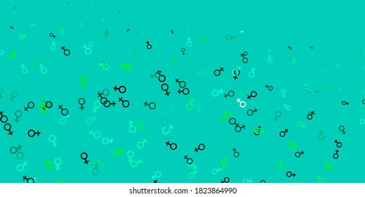 Light Green vector texture with women's rights symbols. Colorful illustration with gradient feminism shapes. Simple design for your web site.