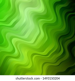 Light Green vector texture with wry lines. Colorful geometric sample with gradient curves.  Pattern for booklets, leaflets.