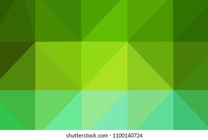 Light Green vector triangle mosaic cover. Triangular geometric sample with gradient.  The template for cell phone's backgrounds.
