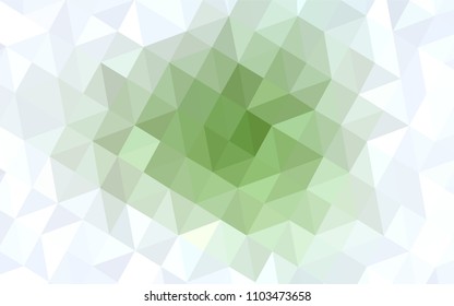 Light Green vector triangle mosaic cover. Creative geometric illustration in Origami style with gradient. Textured pattern for your backgrounds.