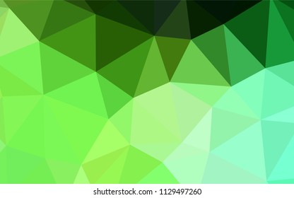 Light Green vector triangle mosaic template. Colorful illustration in polygonal style with gradient. Triangular pattern for your design.