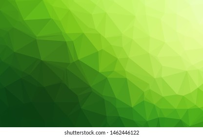 Light Green vector triangle mosaic texture. A vague abstract illustration with gradient. Template for your brand book.