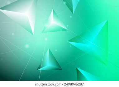 Plantilla de mosaico de triángulo de Vector verde claro. Ilustración abstracta de brillo con triángulos elegantes. Nuevo diseño para su negocio.