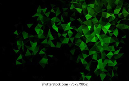 Light Green vector triangle mosaic template. Creative illustration in halftone style with gradient. A new texture for your design.