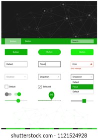 Light Green vector ui kit in polygonal style with circles. Web ui kit with abstract triangles, circles in its header. This sample is for your website.