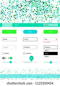 Light Green vector ui kit with dots. Colorful Style guide with circles on abstract background. Simple colorful design for websites.