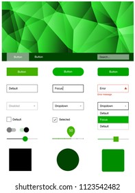Light Green vector ui kit in polygonal style. Decorative ui kit design in abstract style with colorful crystals. This template you can use for websites.