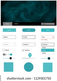 Light Green vector ui kit with clouds & stars. Beautiful ui ux kit with colorful sky in its header. Modern template for your landing page.