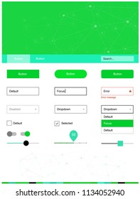 Light Green vector ui kit in polygonal style with circles. Ui Ux kit with colorful polygonal background in its header. This sample is for your website.