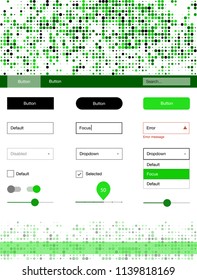 Light Green vector ui kit with dots. Modern Style guide with colorful gradient circles in its header. Modern template for your landing page.