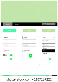 Light Green vector ui kit in polygonal style with circles. Colorful ui/ux kit with triangles, circles in header. Beautiful layout for websites, landing pages.