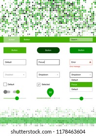 Light Green vector ui kit with dots. Modern Style guide with colorful gradient circles in its header. This sample is for your website.