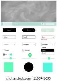 Light Green vector ui kit with clouds & stars. Web ui kit with abstract gradient clouds in its header. This sample is for your landing page.