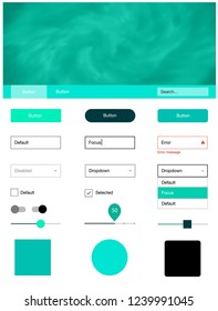 Light Green vector ui kit with clouds & stars. Colorful Style guide with stars on abstract background. Beautiful layout for websites, landing pages.