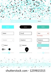 Light Green vector ui kit with dots. Colorful ui/ux kit with header consisted of spheres. This template you can use for landing pages.