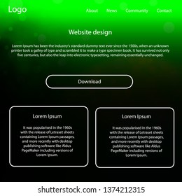 Light Green vector ui kit with clouds, stars. Modern Style guide with colorful gradient sky in its header. Modern template for your landing page.