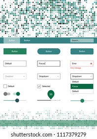 Light Green vector ui ux kit with circles. Modern Style guide with colorful gradient circles in its header. This sample is for your landing page.
