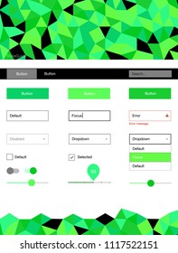 Light Green vector ui ux kit in triangular style. Decorative ui kit design in abstract style with colorful crystals. This sample is for your website.