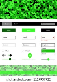 Light Green vector ui ux kit with circles. Modern Style guide with colorful gradient circles in its header. Modern template for your landing page.