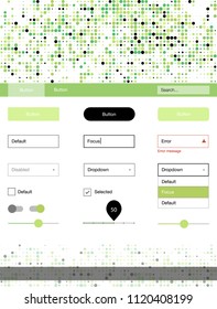 Light Green vector ui ux kit with circles. Web ui kit with abstract gradient circles in its header. This sample is for your landing page.