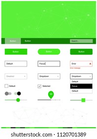Light Green vector ui ux kit in triangular style with circles. Style guide in polygonal style with triangles, circles. Modern template for your landing page.