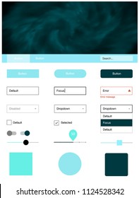 Light Green vector ui ux kit with space stars. Simple Material Design Kit with colorful clouds in header. This sample is for your landing page.