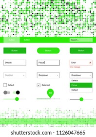 Light Green vector ui ux kit with circles. Web ui kit with abstract gradient circles in its header. This template you can use for landing pages.