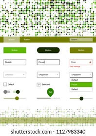 Light Green vector ui ux kit with circles. Simple Material Design Kit with colorful dots in header. Modern template for your landing page.