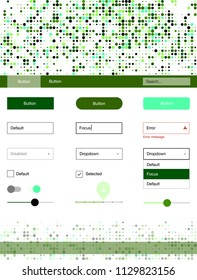Light Green vector ui ux kit with circles. Simple Material Design Kit with colorful dots in header. Simple colorful design for websites.