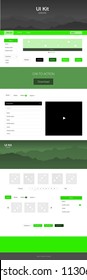 Light Green vector ui ux kit with hills and rocks. Colorful Style guide with mountains on abstract background. Template for website of outdoor activities.