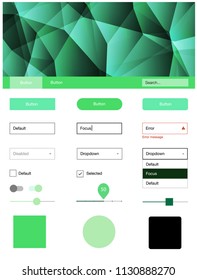 Light Green vector ui ux kit in triangular style. Modern Style guide in polygonal style with triangles. Simple colorful design for websites.