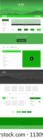 Light Green vector ui ux kit with hills and rocks. Beautiful ui ux kit with colorful mountains in its header. Sample for your landing page of tourism.