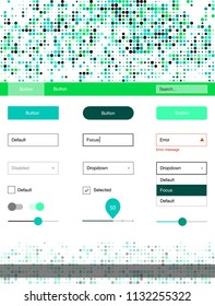 Light Green vector ui ux kit with circles. Simple Material Design Kit with colorful dots in header. This template you can use for websites.