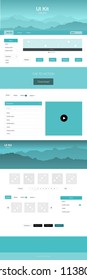 Light Green vector ui ux kit with hills and rocks. Colorful Style guide with mountains on abstract background. Simple colorful design for tourist websites.