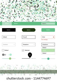 Light Green vector ui ux kit with circles. Modern Style guide with colorful gradient circles in its header. Beautiful layout for websites, landing pages.