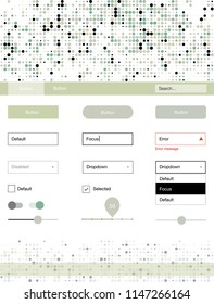 Light Green vector ui ux kit with circles. Beautiful ui ux kit with colorful dots in its header. Simple colorful design for websites.