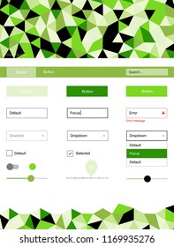 Light Green vector ui ux kit in triangular style. Decorative ui kit design in abstract style with colorful crystals. This template you can use for landing pages.