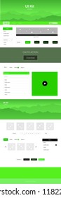 Light Green vector ui ux kit with hills and rocks. Colorful ui/ux kit with header consisted of hills & rocks. Template for landing pages of leisure.
