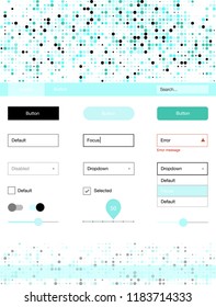 Light Green vector ui ux kit with circles. Modern Style guide with colorful gradient circles in its header. This sample is for your website.