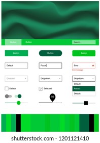Light Green vector ui ux kit with lines, ovals. Creative illustration in halftone marble style with gradient. Beautiful layout for websites, landing pages.