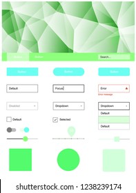 Light Green vector ui ux kit in triangular style. Simple Material Design Kit with colorful mosaic of triangles. Modern template for your landing page.