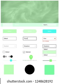 Light Green vector ui ux kit with space stars. Colorful Style guide with stars on abstract background. This template you can use for landing pages.