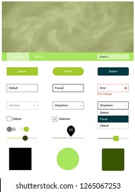 Light Green vector ui ux kit with space stars. Modern Style guide with colorful gradient sky in its header. Beautiful layout for websites, landing pages.